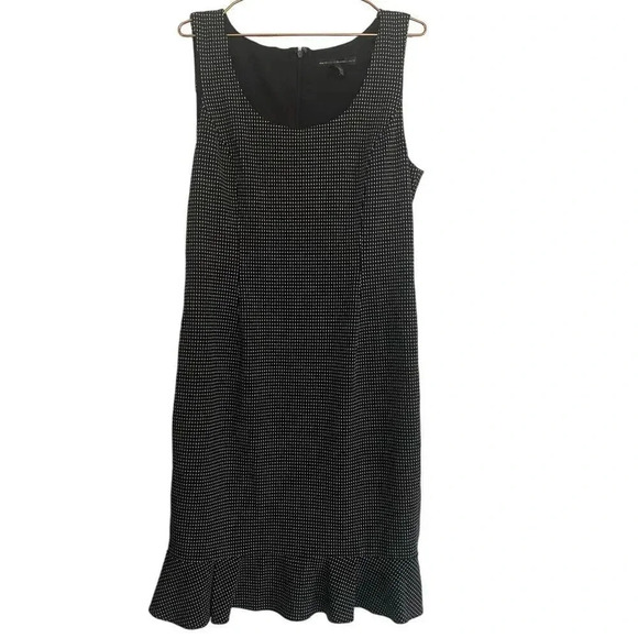 White House Black Market Black Sleeveless Polka Dot A-Line Dress Size 14 - Picture 1 of 6